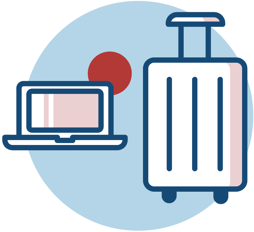 Ordinateur portable avec bagages